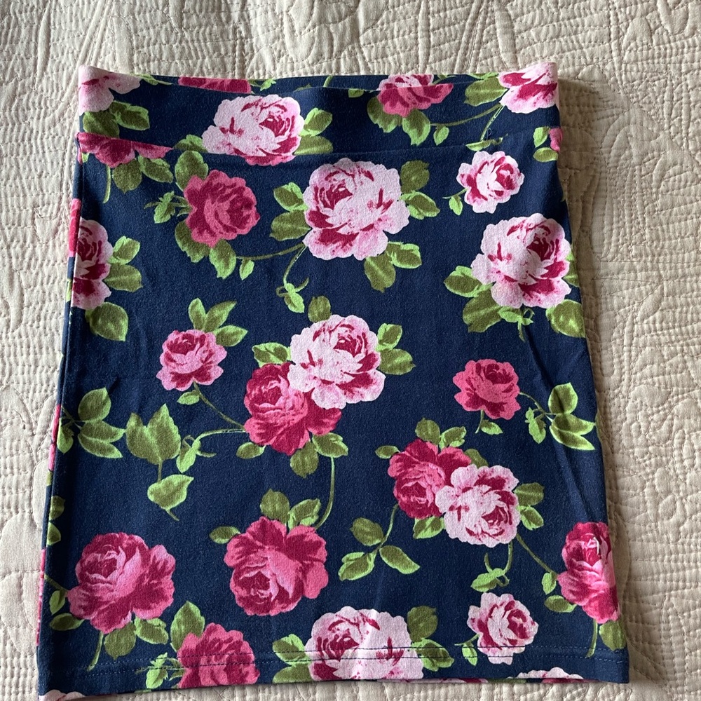 Forever 21 Navy Floral Mini Skirt with Pink Roses